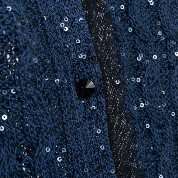 Oscar de la Renta AW/10 Blue-Ombre Silk-Blend Sequined Cable-Knit Cardigan - Picture 7 of 9